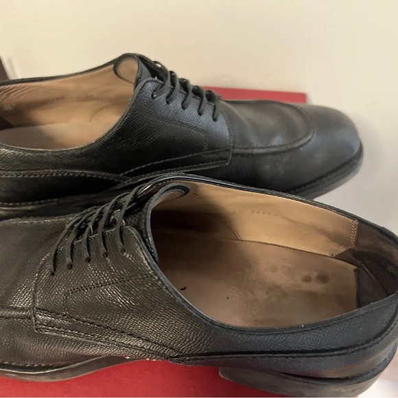 SALVATORE FERRAGAMO Oxford Black Pebbled Calf Laces Shoe Leather Men Size 10 EEE main image 8
